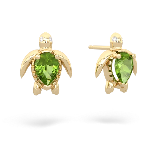 peridot sea turtle earrings
