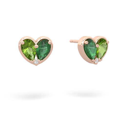 peridot-emerald one heart earrings