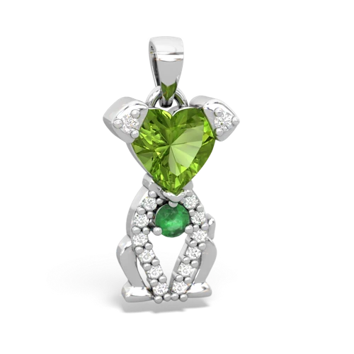 peridot-emerald birthstone puppy pendant