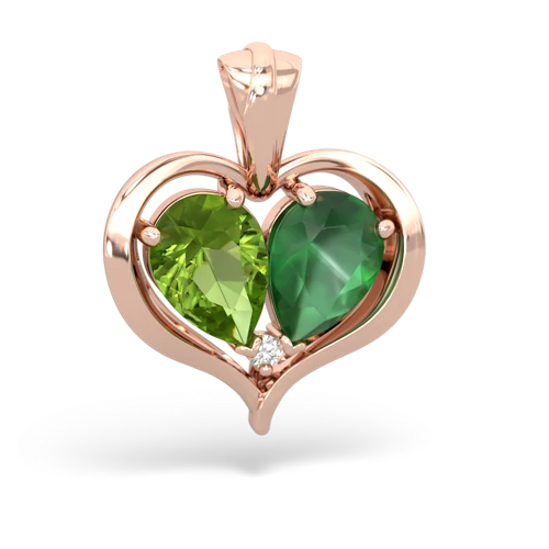 peridot-emerald half heart whole pendant