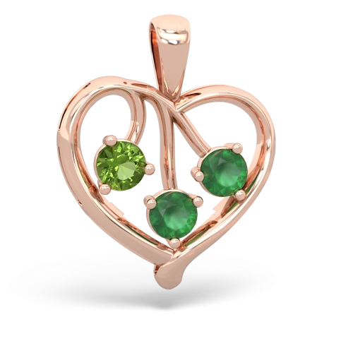 peridot-emerald love heart pendant