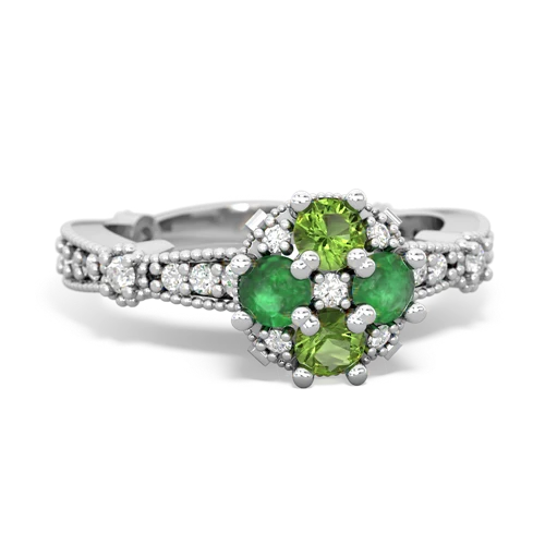 peridot-emerald art deco engagement ring