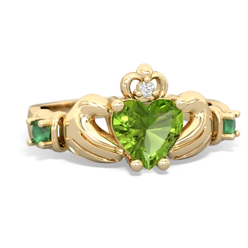 Peridot Genuine Peridot with Genuine Emerald and Lab Created Ruby Claddagh ring Ring