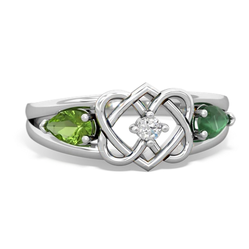 peridot-emerald double heart ring