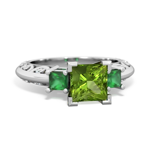 Peridot Genuine Peridot with Genuine Emerald and Lab Created Ruby Art Deco ring Ring