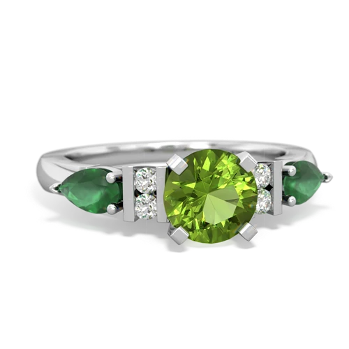 Peridot Genuine Peridot with Genuine Emerald and Genuine Amethyst Engagement ring Ring