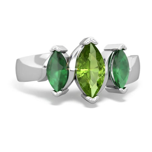 Peridot Genuine Peridot with Genuine Emerald and Genuine Amethyst Three Peeks ring Ring