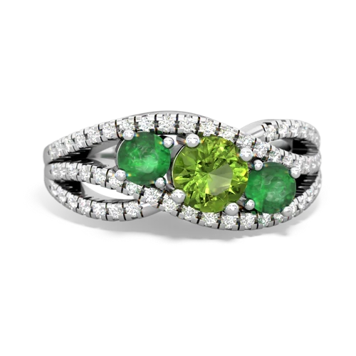 peridot-emerald three stone pave ring