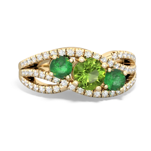 peridot-emerald three stone pave ring