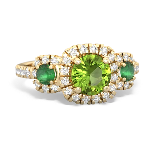 Peridot Genuine Peridot with Genuine Emerald and Genuine Amethyst Regal Halo ring Ring