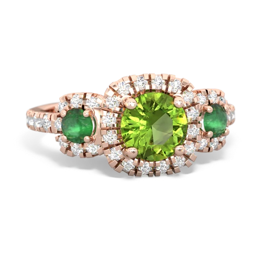 peridot-emerald three stone regal ring