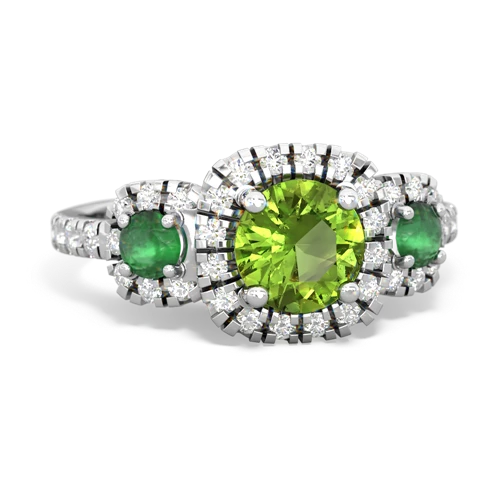 peridot-emerald three stone regal ring