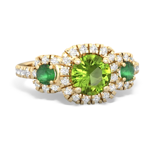 peridot-emerald three stone regal ring