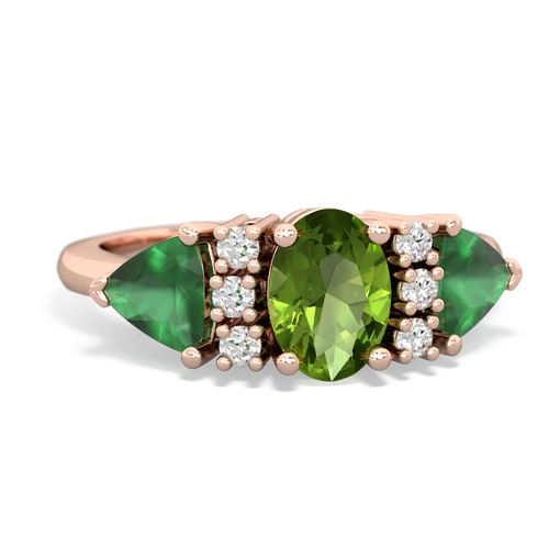 Peridot Genuine Peridot with Genuine Emerald and Lab Created Ruby Antique Style Three Stone ring Ring