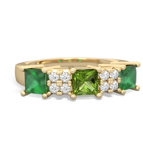 Peridot Genuine Peridot with Genuine Emerald and Genuine Amethyst Three Stone ring Ring