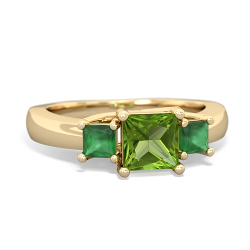 Peridot Genuine Peridot with Genuine Emerald and Lab Created Ruby Three Stone Trellis ring Ring