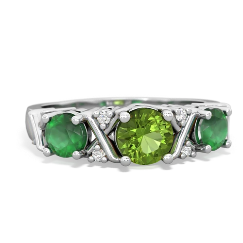 Peridot Genuine Peridot with Genuine Emerald and Lab Created Ruby Hugs and Kisses ring Ring