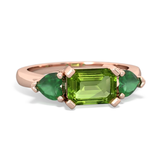Peridot Genuine Peridot with Genuine Emerald and Lab Created Ruby Three Stone ring Ring
