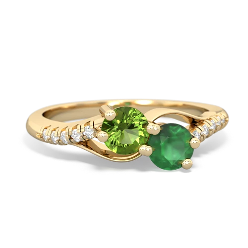 peridot-emerald two stone infinity ring