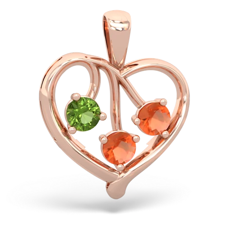 peridot-fire opal love heart pendant