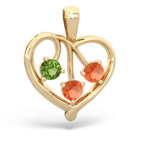 peridot-fire opal love heart pendant