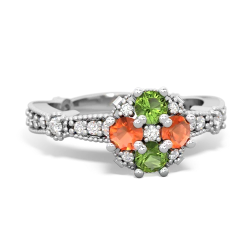 peridot-fire opal art deco engagement ring