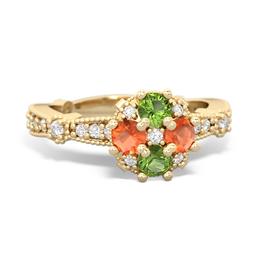 peridot-fire opal art deco engagement ring