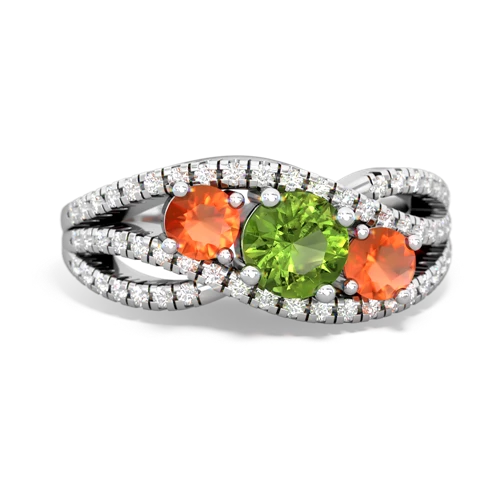 peridot-fire opal three stone pave ring