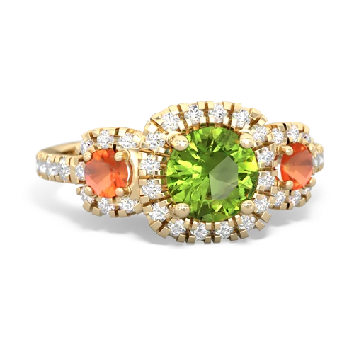 Peridot Genuine Peridot with Genuine Fire Opal and Genuine Pink Tourmaline Regal Halo ring Ring