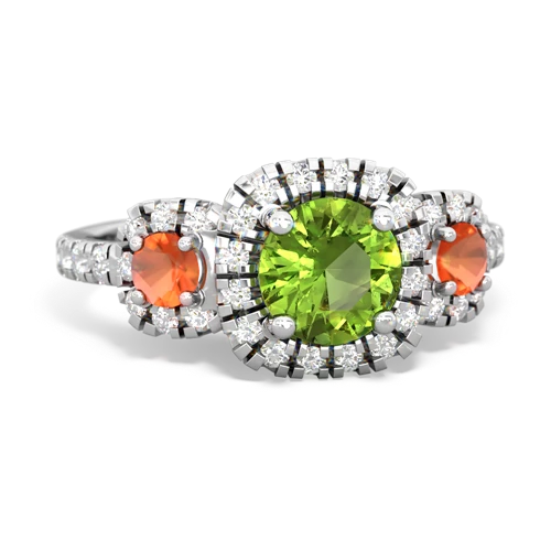 peridot-fire opal three stone regal ring