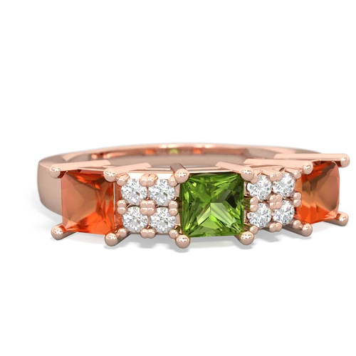 Peridot Genuine Peridot with Genuine Fire Opal and Genuine Aquamarine Three Stone ring Ring