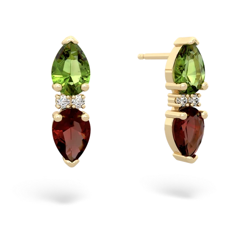 peridot-garnet bowtie earrings