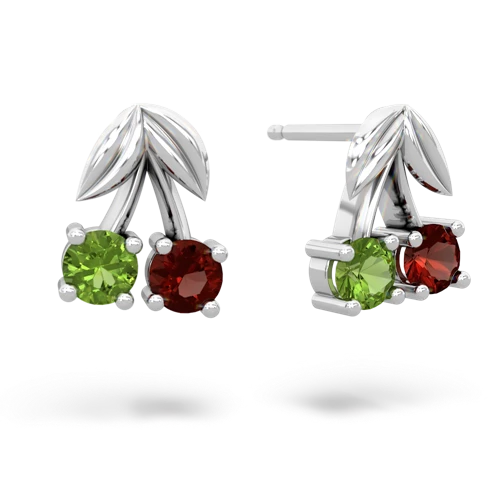 peridot-garnet cherries earrings