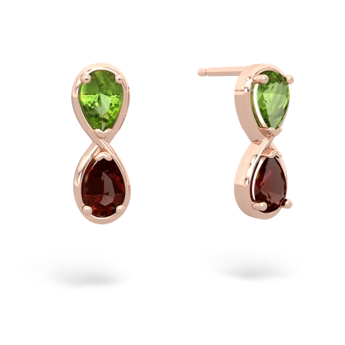 peridot-garnet infinity earrings