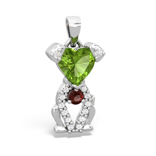 Peridot Genuine Peridot with Genuine Garnet Puppy Love pendant Pendant