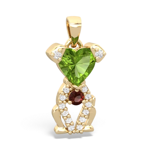 peridot-garnet birthstone puppy pendant