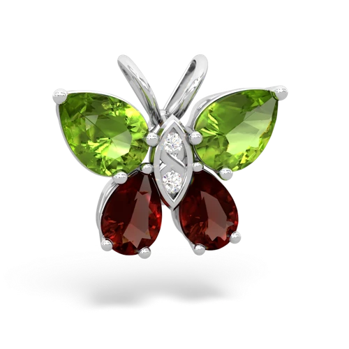 peridot-garnet butterfly pendant
