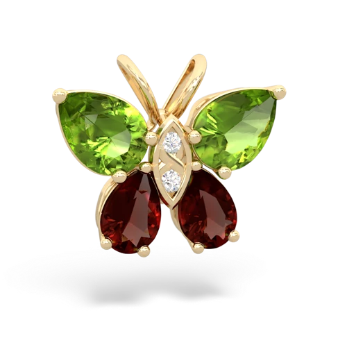 peridot-garnet butterfly pendant