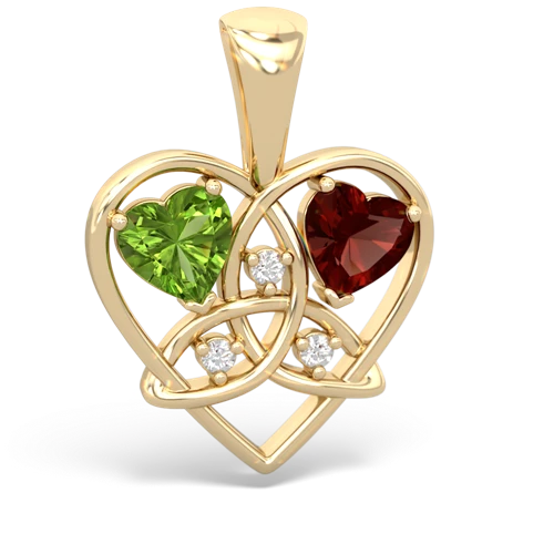 peridot-garnet celtic heart pendant