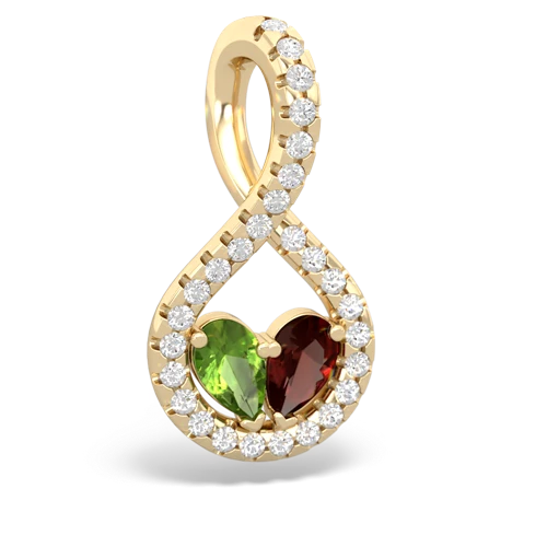 peridot-garnet pave twist pendant