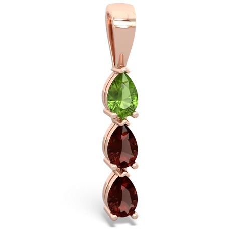 peridot-garnet three stone pendant