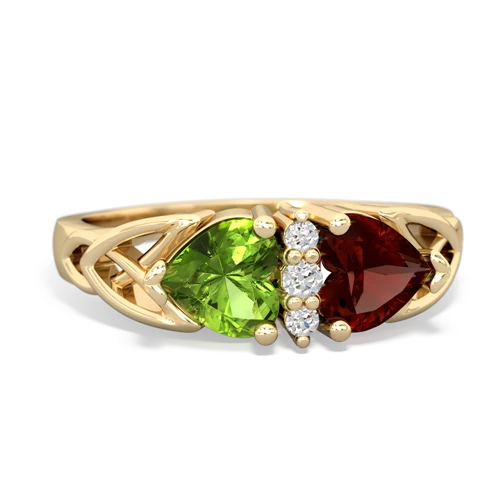 Peridot Genuine Peridot with Genuine Garnet Celtic Trinity Knot ring Ring