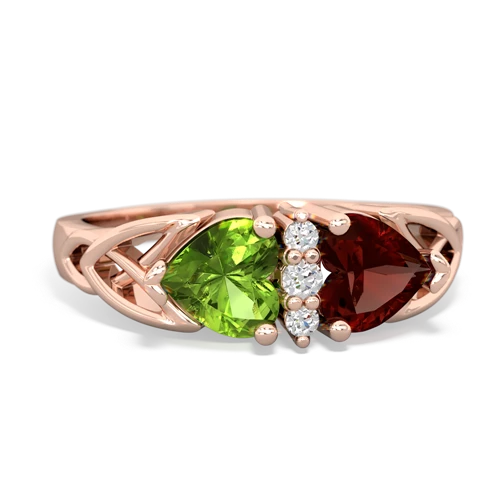 peridot-garnet celtic ring