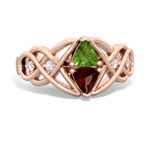 Peridot Genuine Peridot with Genuine Garnet Keepsake Celtic Knot ring Ring