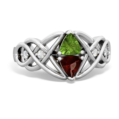 peridot-garnet celtic knot ring