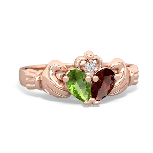 peridot-garnet claddagh ring