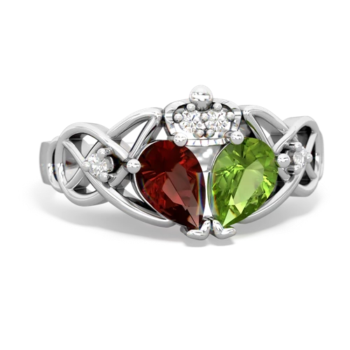 peridot-garnet claddagh ring