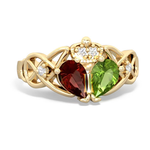 peridot-garnet claddagh ring