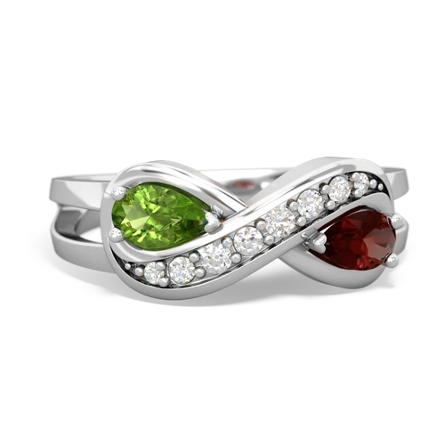 peridot-garnet diamond infinity ring