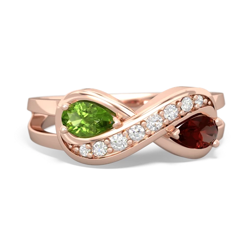 peridot-garnet diamond infinity ring